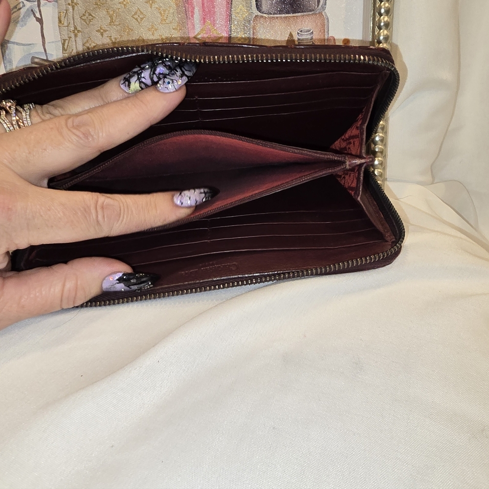 Dior Women's Burgundy Patent Leather Wallet Clutch - Picture 10 of 12